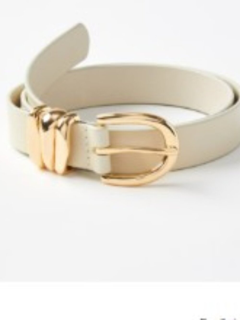 LOFT Ivory Molded Buckle Leather Belt, Size Medium *NEW, No Tags